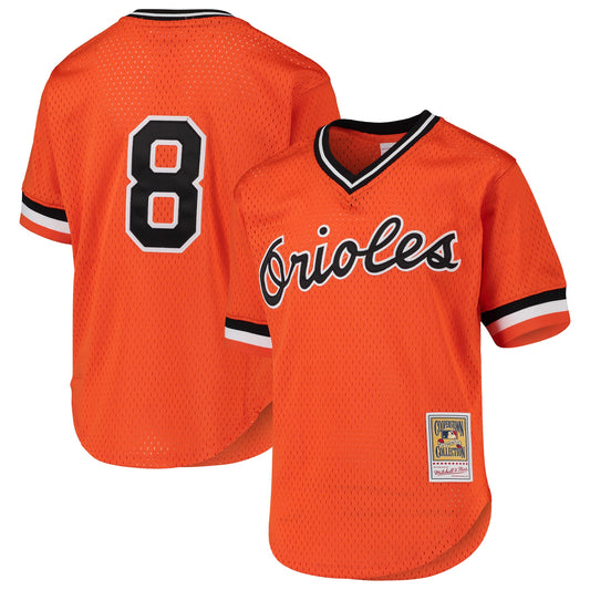 Cal Ripken Jr. Baltimore Orioles Mitchell & Ness Youth Cooperstown Collection Mesh Batting Practice Jersey - Orange
