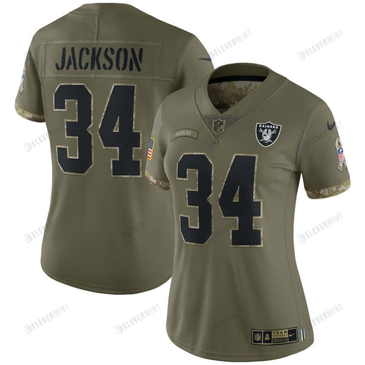 Bo Jackson Las Vegas Raiders Women's 2022 Salute To Service Retired Player Limited Jersey - Olive