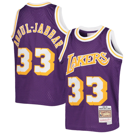 Boys' Grade School Kareem Abdul-Jabbar Mitchell & Ness Lakers 2001/02 Hardwood Classics Swingman Jersey - Purple